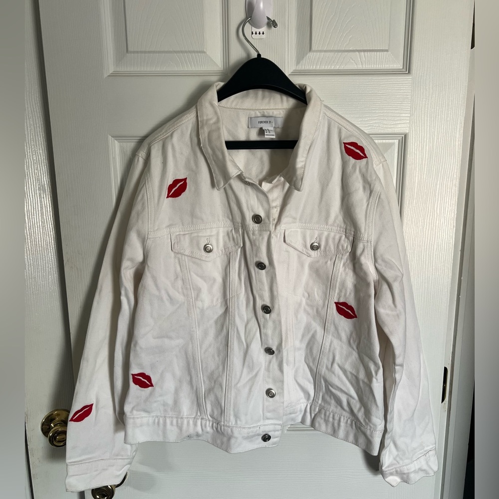 Plus Size Lips Denim Jacket